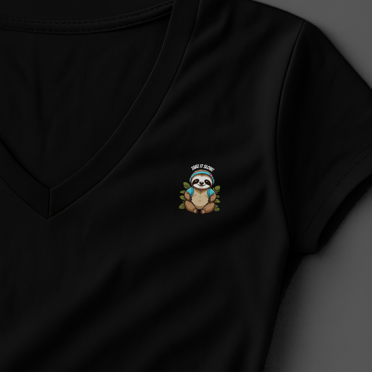 T-shirt dames V-hals met print / Take it slow