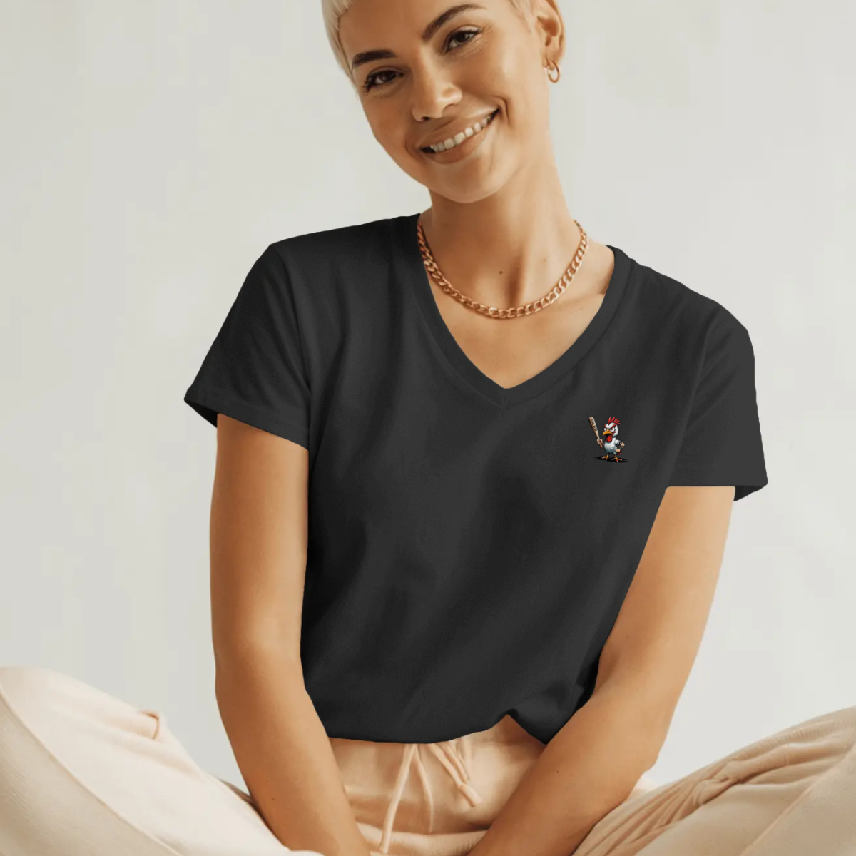 T-shirt dames V-hals - Fowl play