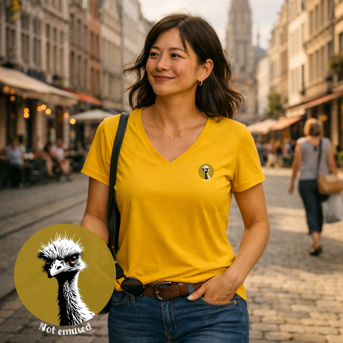 T-shirt dames V-hals - Not emused