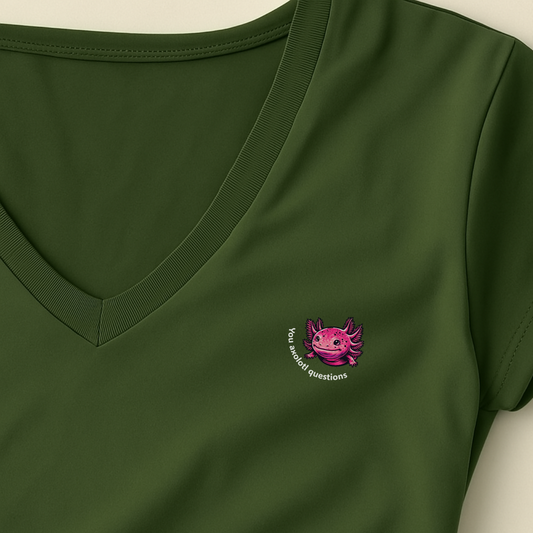 T-shirt dames V-hals met print / You axolotl questions