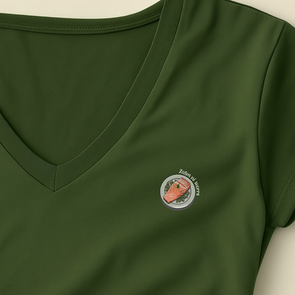 T-shirt dames V-hals met print / Zalm ni worre