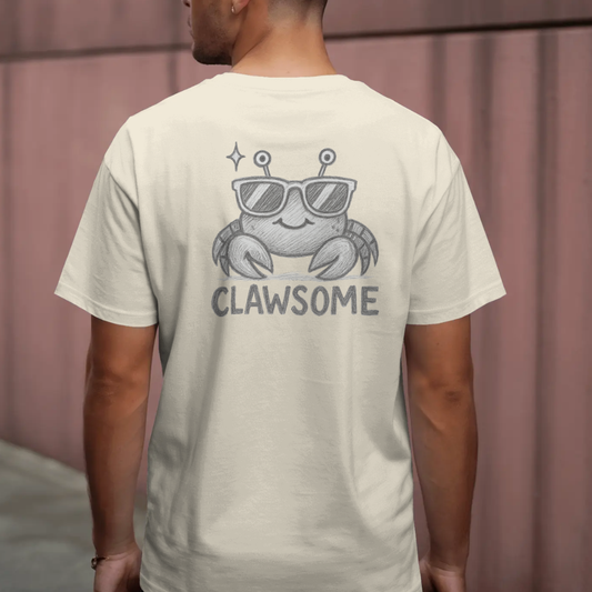 T-shirt ronde hals met grote print op achterkant / Clawsome cute