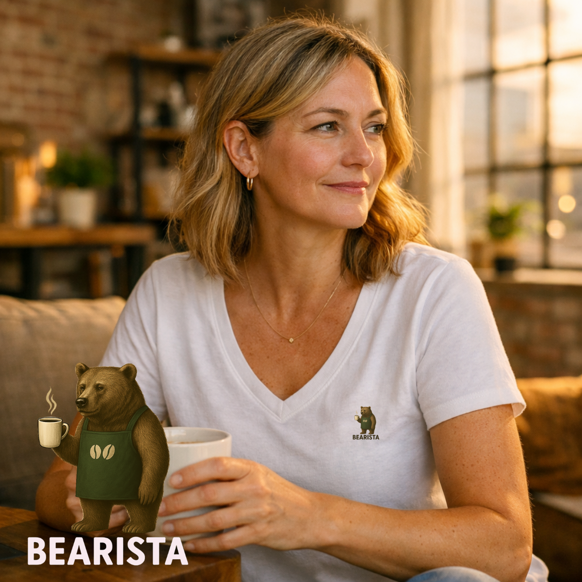 T-shirt dames V-hals - Bearista