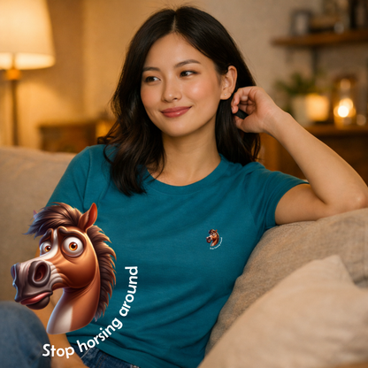 T-shirt dames ronde hals - Stop horsing around (head)