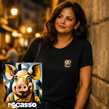 T-shirt dames ronde hals - Pigcasso