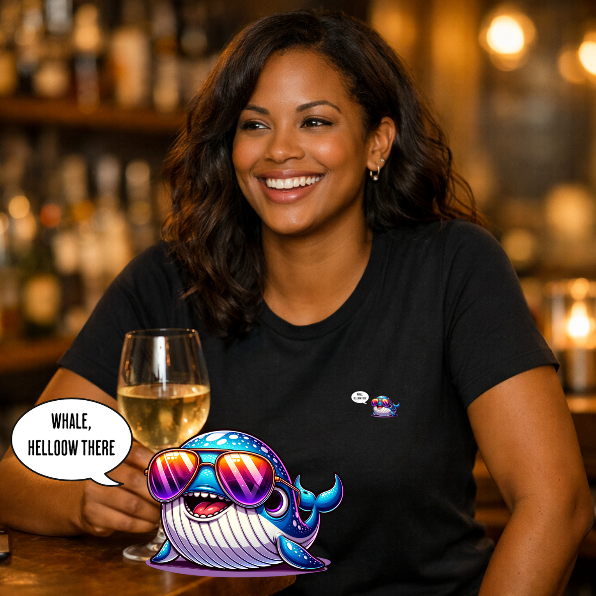 T-shirt dames ronde hals - Whale, helloow there
