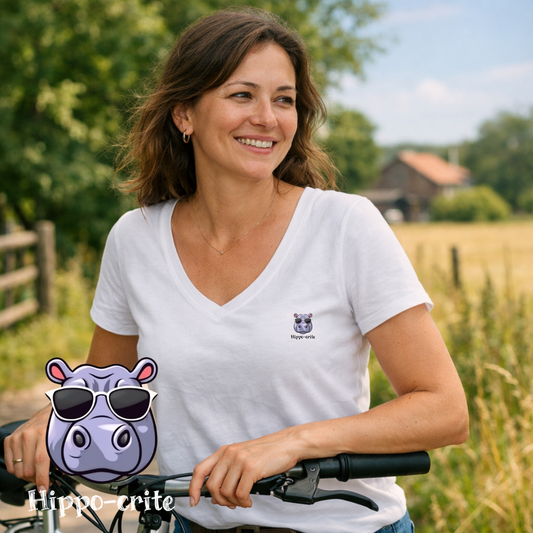 T-shirt dames V-hals - Hippo-crite
