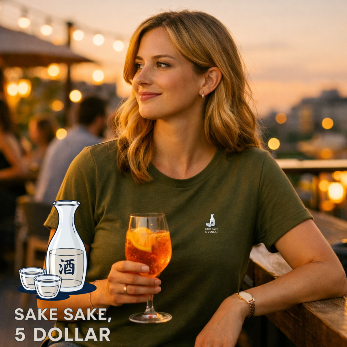 T-shirt dames ronde hals - Sake sake, 5 dollar