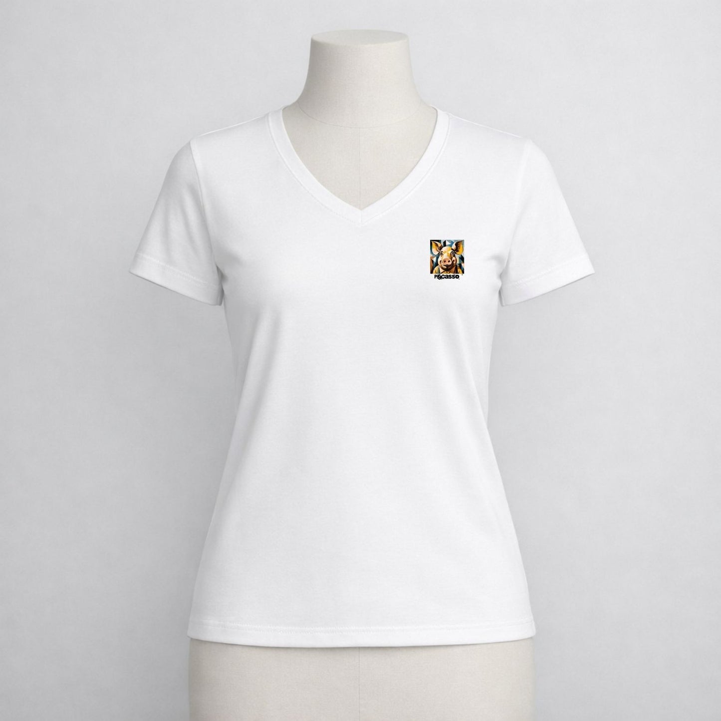 T-shirt dames V-hals - Pigcasso