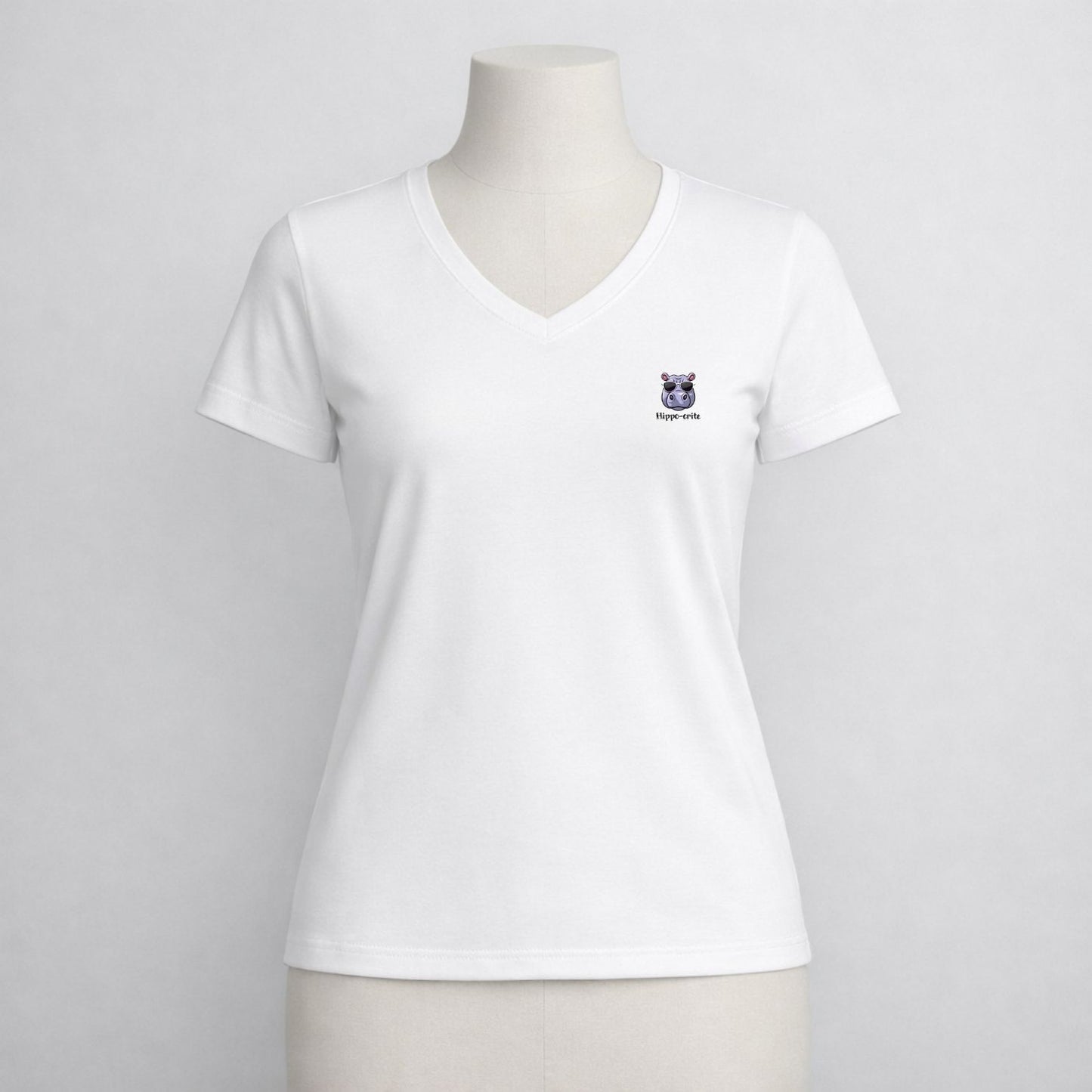 T-shirt dames V-hals - Hippo-crite