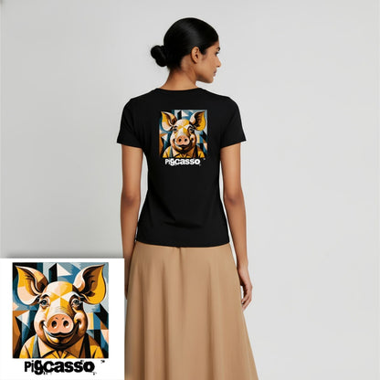 T-shirt dames ronde hals - Pigcasso