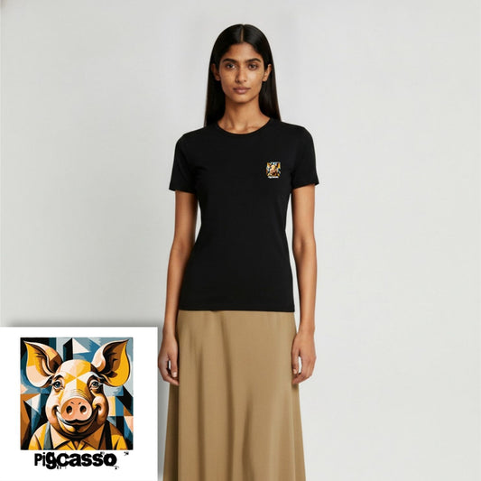 T-shirt dames ronde hals - Pigcasso