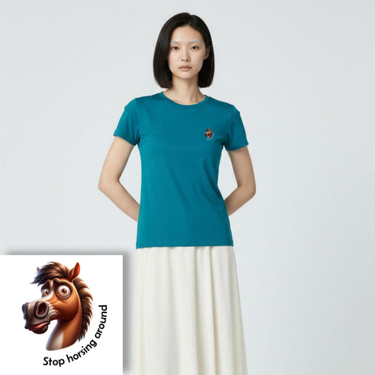 T-shirt dames ronde hals - Stop horsing around (head)