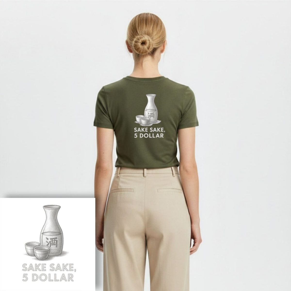 T-shirt dames ronde hals - Sake sake, 5 dollar