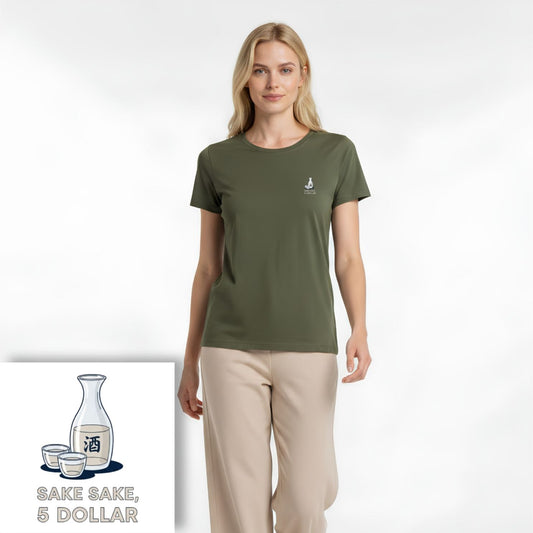 T-shirt dames ronde hals - Sake sake, 5 dollar