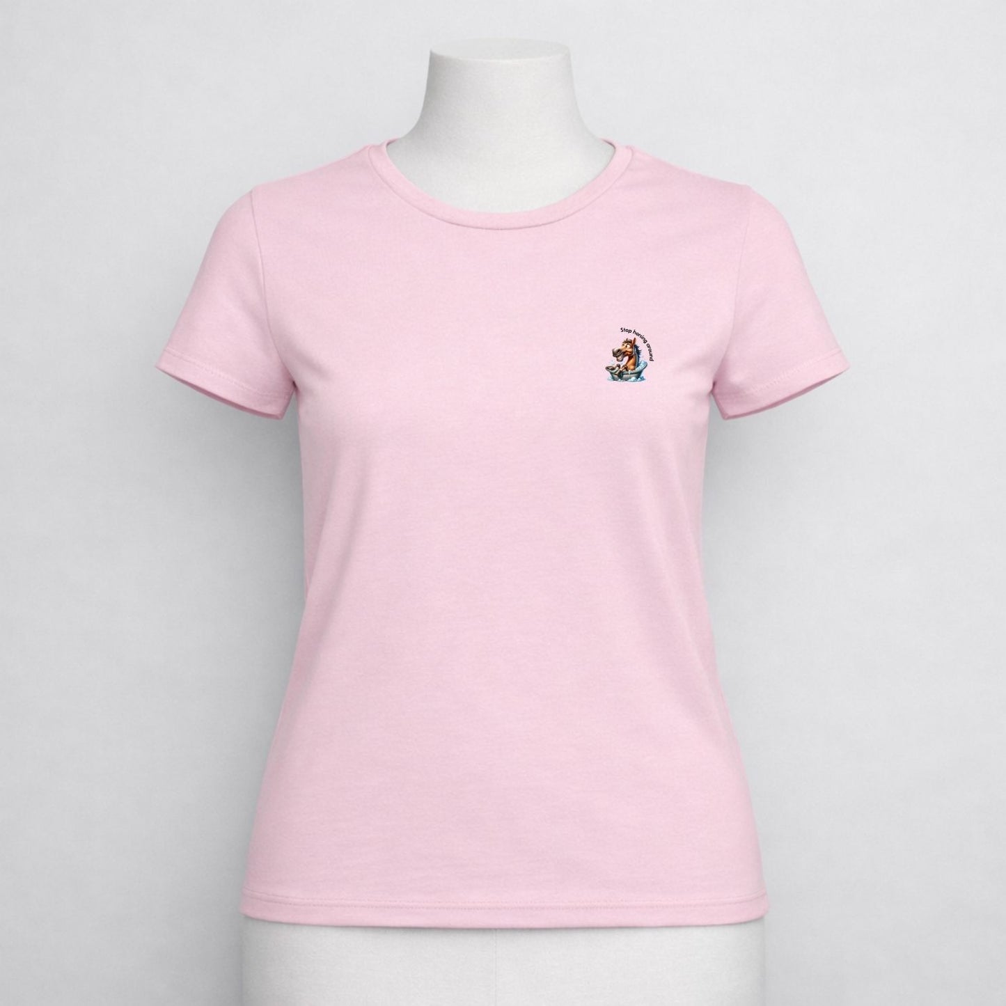 T-shirt dames ronde hals - Stop horsing around (bath)