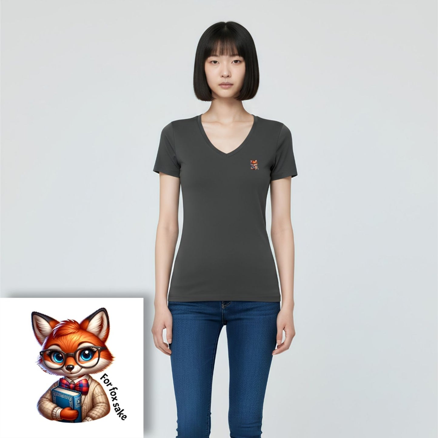 T-shirt dames V-hals - For fox sake