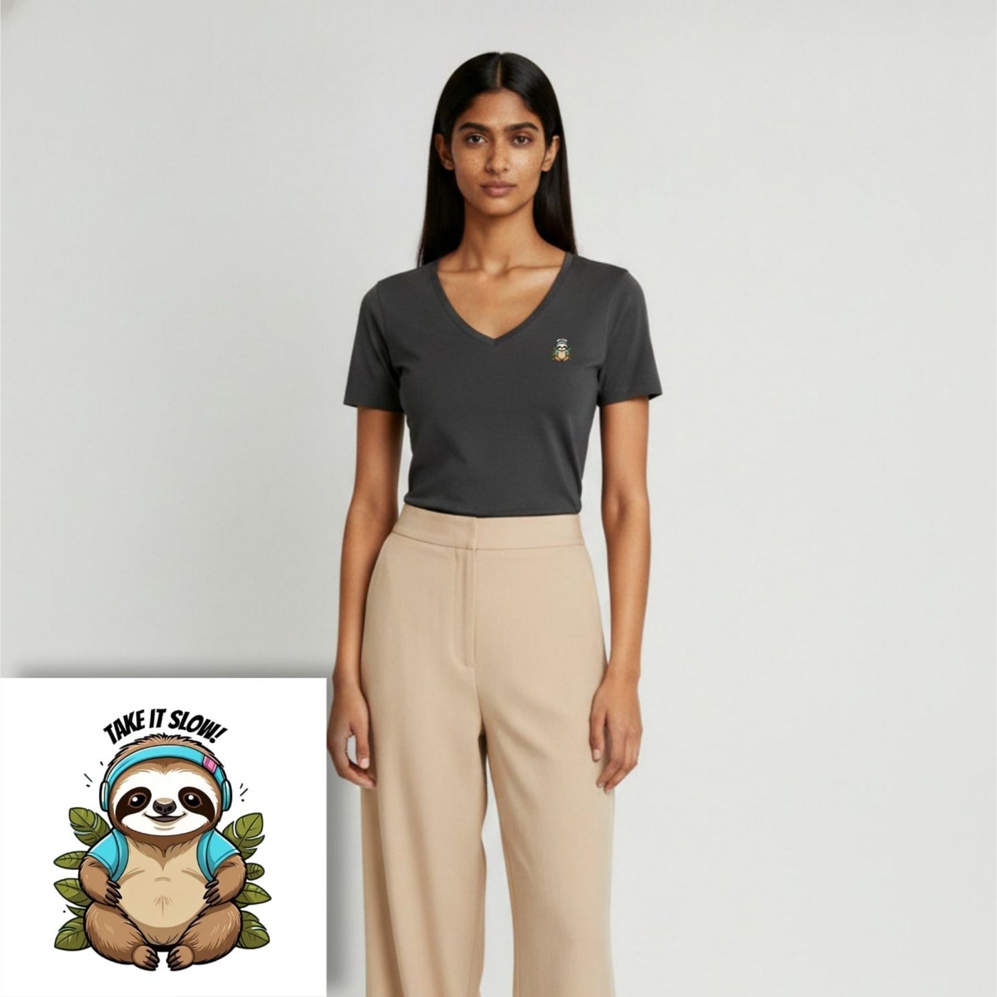 T-shirt dames V-hals - Take it slow
