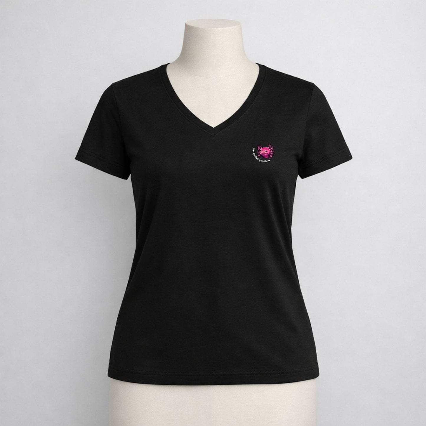 T-shirt dames V-hals - You axolotl questions
