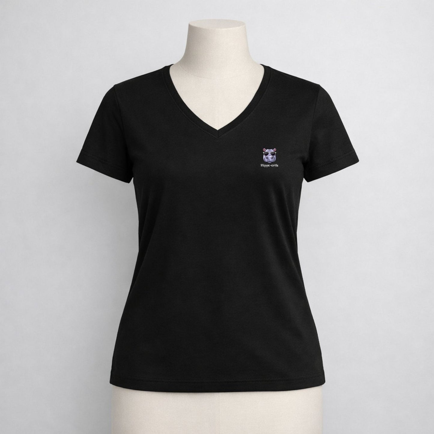 T-shirt dames V-hals - Hippo-crite