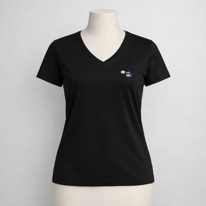 T-shirt dames V-hals - Whale, helloow there