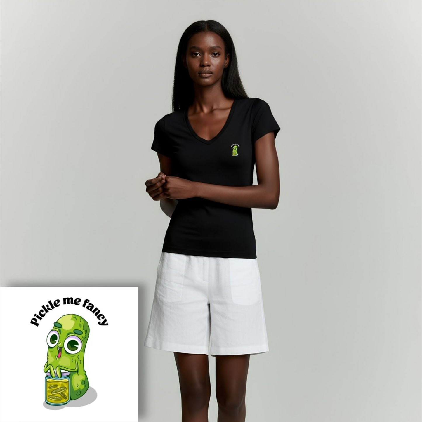 T-shirt dames V-hals - Pickle me fancy