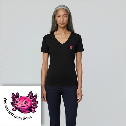 T-shirt dames V-hals - You axolotl questions