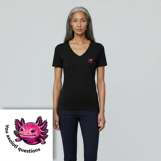 T-shirt dames V-hals - You axolotl questions