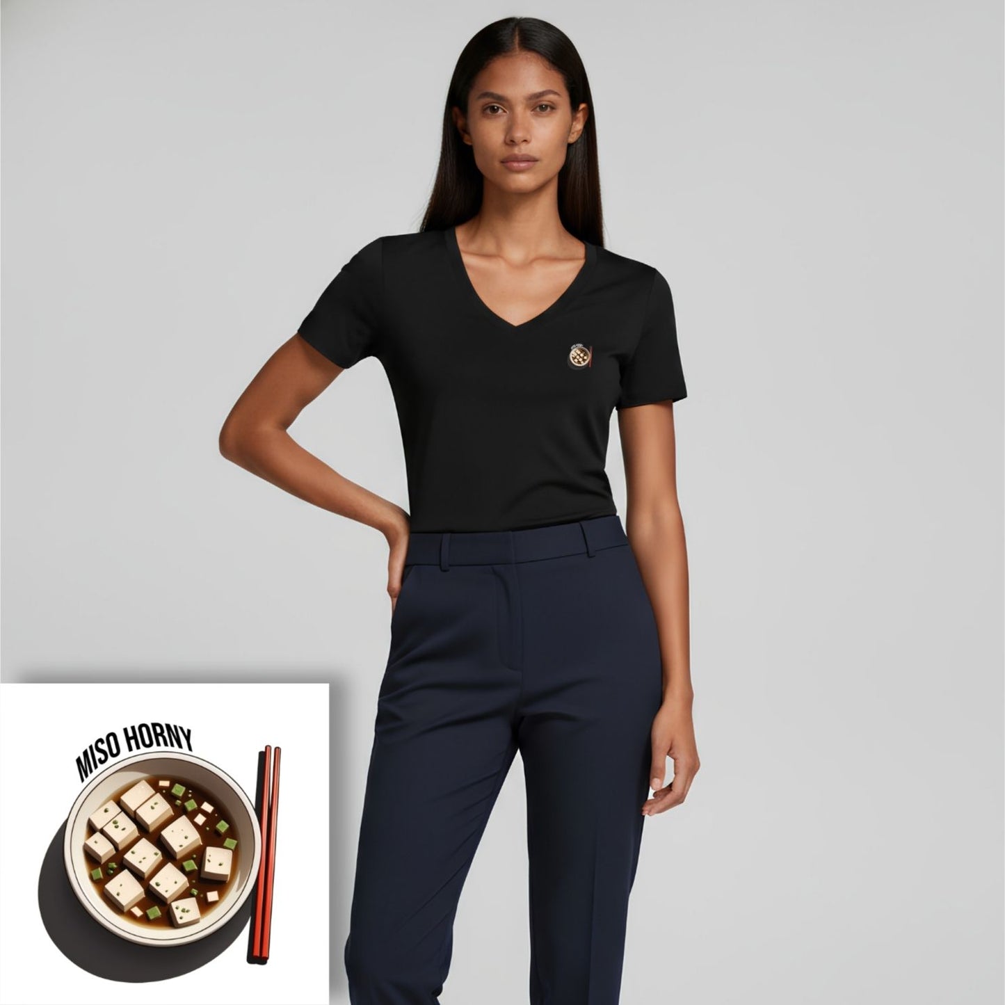T-shirt dames V-hals - Miso horny