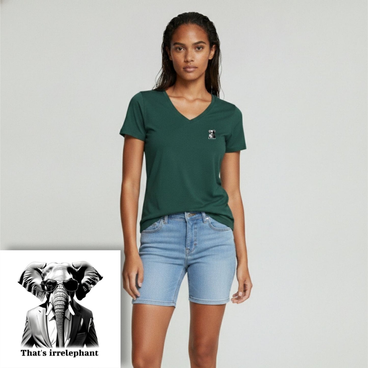 T-shirt dames V-hals - That's irrelephant