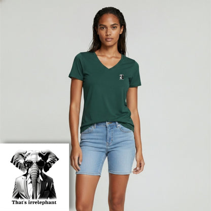 T-shirt dames V-hals - That's irrelephant