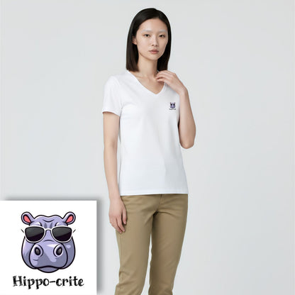 T-shirt dames V-hals - Hippo-crite