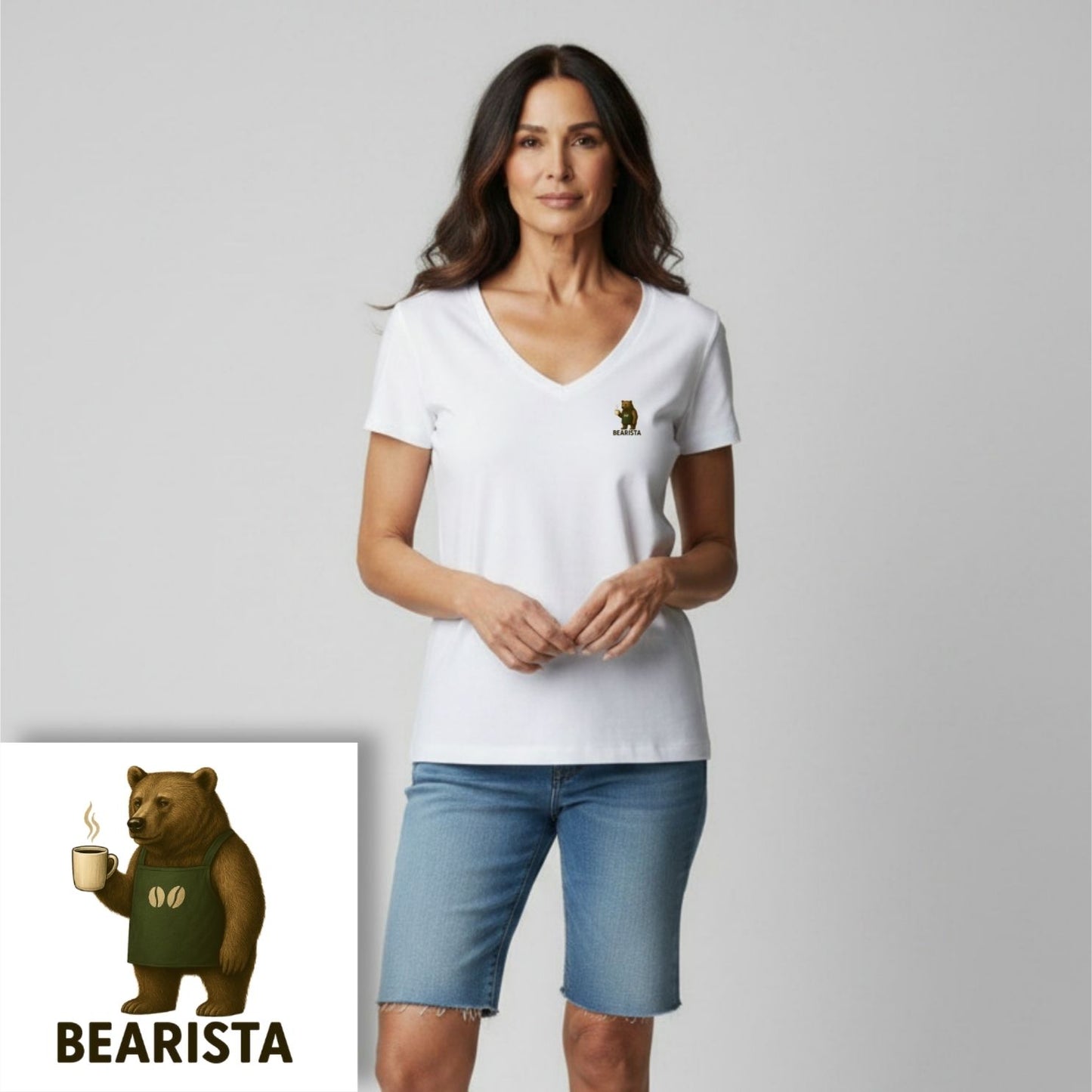 T-shirt dames V-hals - Bearista